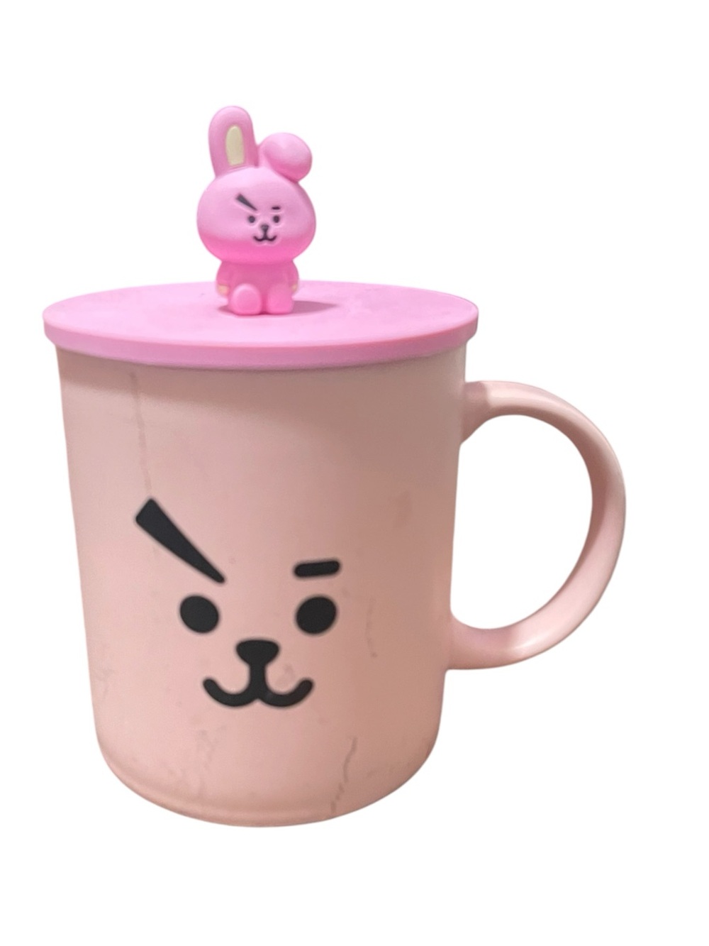 BT21 COOKY Character Cute Ceramic Travel Coffee Mug Cup with Silicone Lid